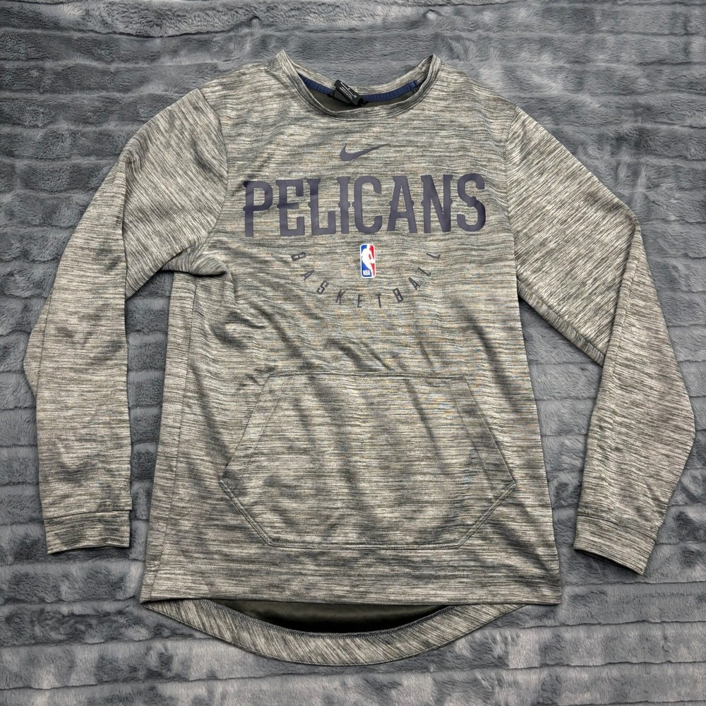 Nike New Orleans Pelicans NBA Dri-FIT Grey Heather Basketball Sweatshirt Mens S